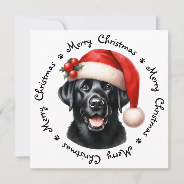Labrador negro recuperador de feliz Navidad (Anverso)