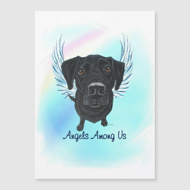 Labrador negro recuperador perro Ángel Magnet (Anverso)