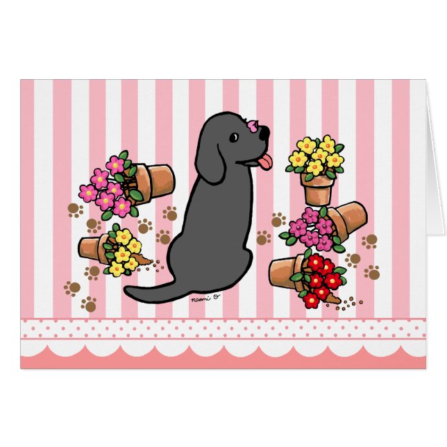Labrador negro travieso (Anverso (Horizontal))