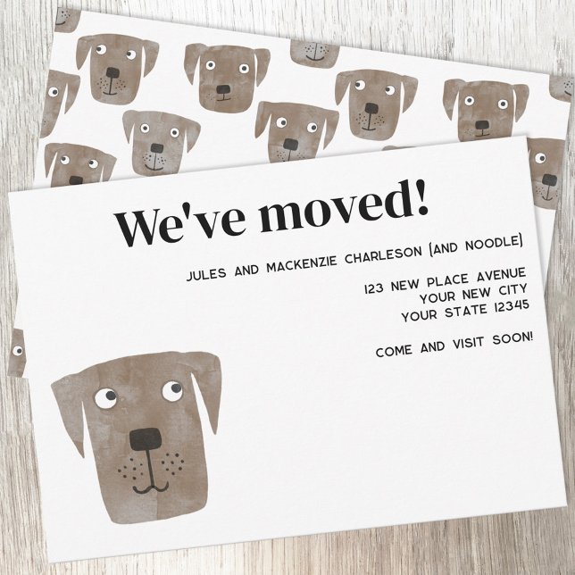 Labrador perro nuevo Invitación de dirección (Chocolate Labrador Retriever Dog personalized moving new home change of address announcement)