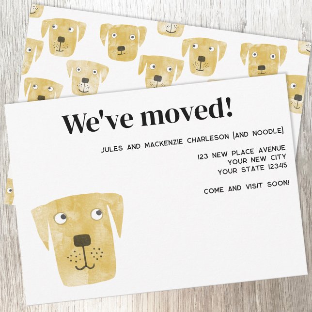 Labrador perro nuevo Invitación de dirección (Golden Labrador Retriever Dog fun personalized moving new home change of address announcement)