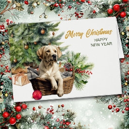 Labrador recupera tarjeta de Navidades de canasta