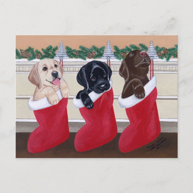 Labrador Recuperador cachorra Navidades Tarjetas d (Anverso)