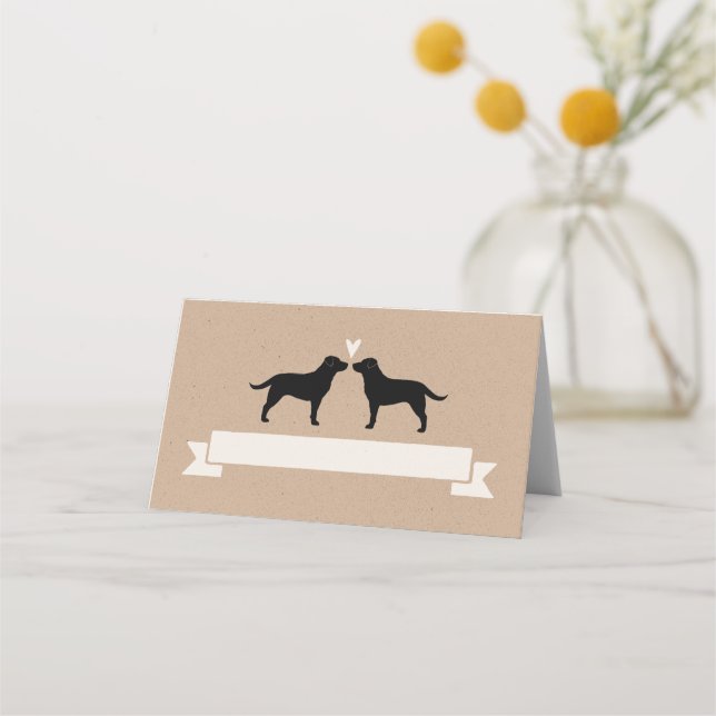 Labrador Recuperador Silhouettes Boda Tarjetas de  (Anverso)