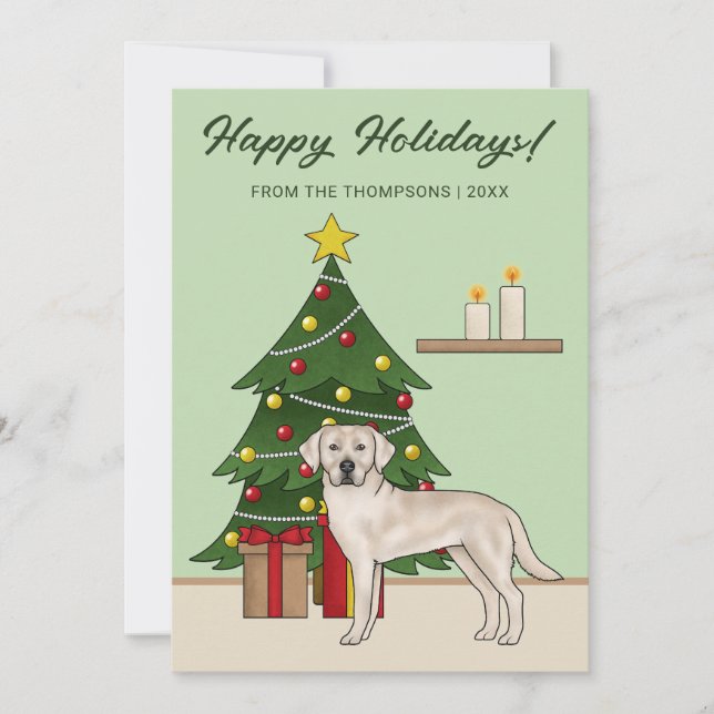Labrador Retriever crema verde Navidad festiva (Anverso)