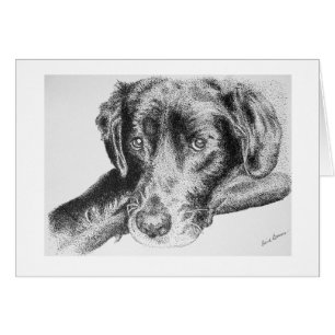 Labrador retriever negro del dibujo de la pluma y