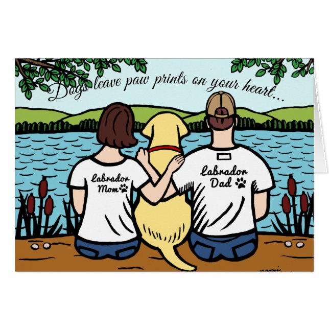 Labrador y mamá y papá amarillos (Anverso (Horizontal))