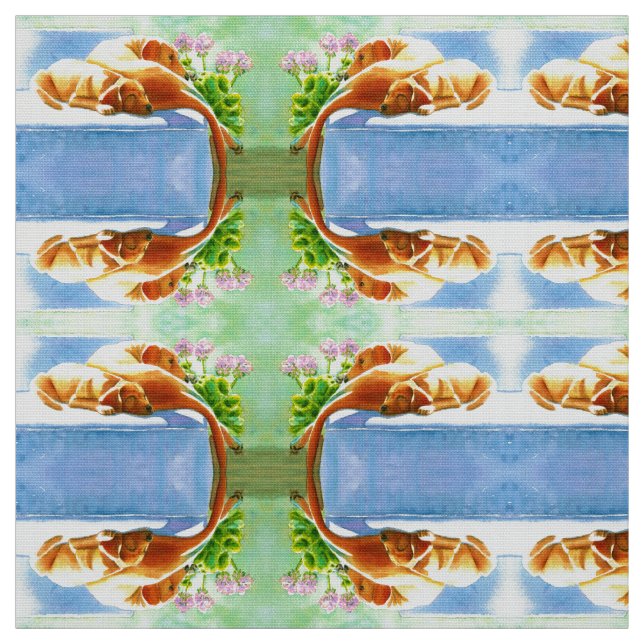 Labradores amarillos en tela de perro de sofá (Retal)