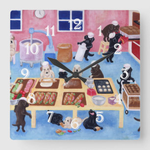 Labradors Panadería de pintura reloj de pared