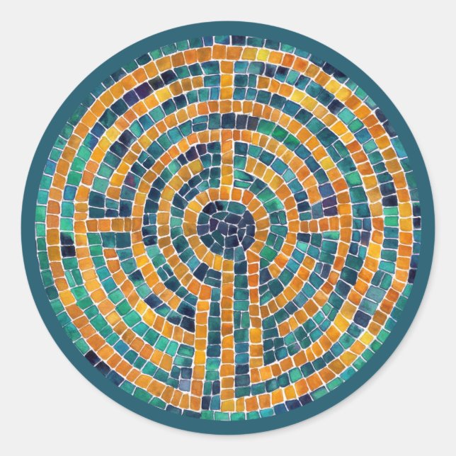 LABYRINTH II Grandes Pegatinas Redondos - Verde (Anverso)