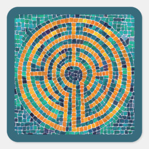 LABYRINTH II Pequeños Pegatinas cuadrados - Verde
