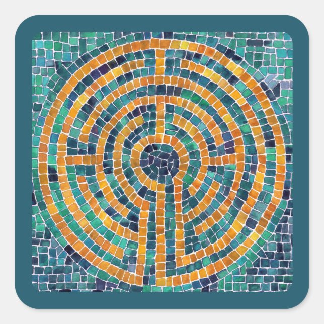 LABYRINTH II Pequeños Pegatinas cuadrados - Verde (Anverso)