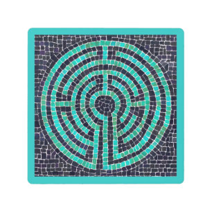 LABYRINTH III 8x8 Arte mural Metalizado - Turquesa