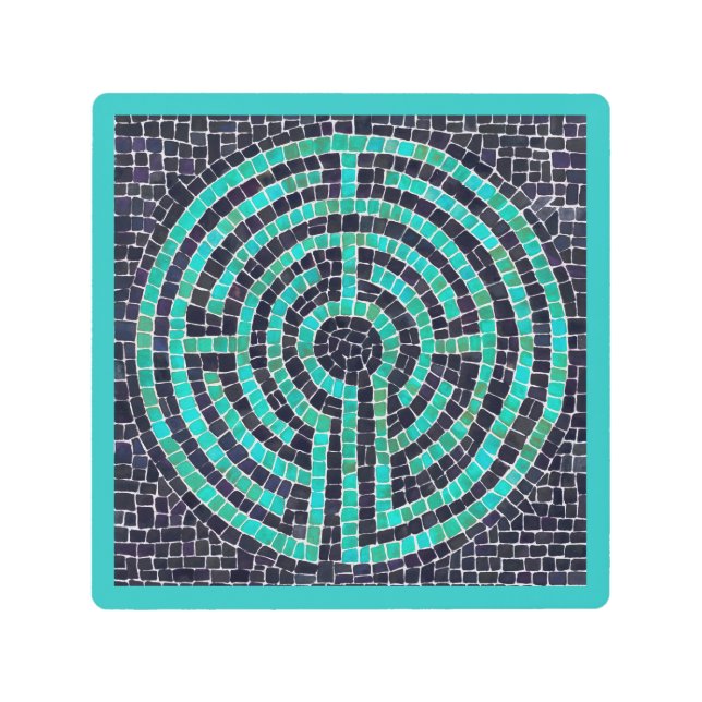 LABYRINTH III 8x8 Arte mural Metalizado - Turquesa (Anverso)