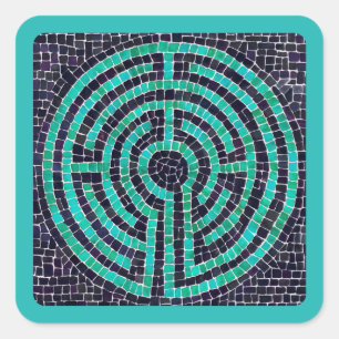 LABYRINTH III Pequeños Pegatinas cuadrados - Turqu