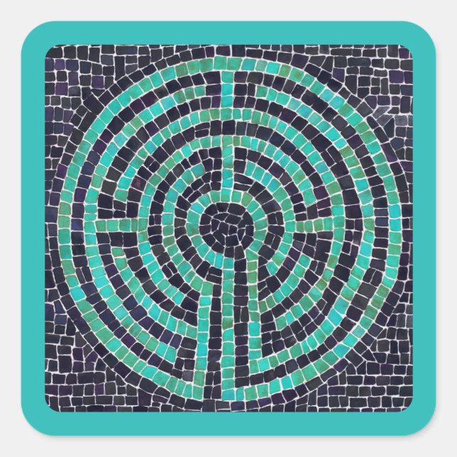 LABYRINTH III Pequeños Pegatinas cuadrados - Turqu (Anverso)