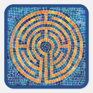 LABYRINTH IV Grandes Pegatinas Cuadrados - Azul