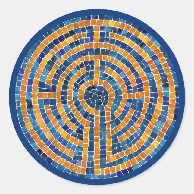 LABYRINTH IV Grandes Pegatinas Redondos - Azul (Anverso)