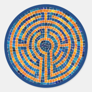 LABYRINTH IV Grandes Pegatinas Redondos - Azul