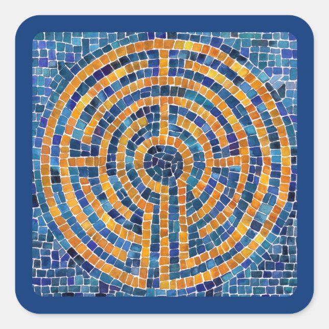 LABYRINTH IV Pequeños Pegatinas cuadrados - Azul (Anverso)