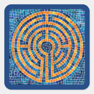 LABYRINTH IV Pequeños Pegatinas cuadrados - Azul