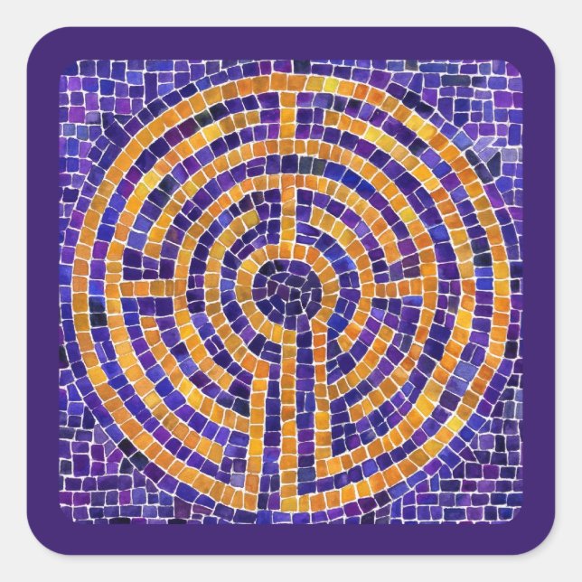 LABYRINTH MOSAIC Pequeños Pegatinas Cuadrados - Pú (Anverso)
