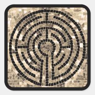 LABYRINTH V Grandes Pegatinas Cuadrados - Negro