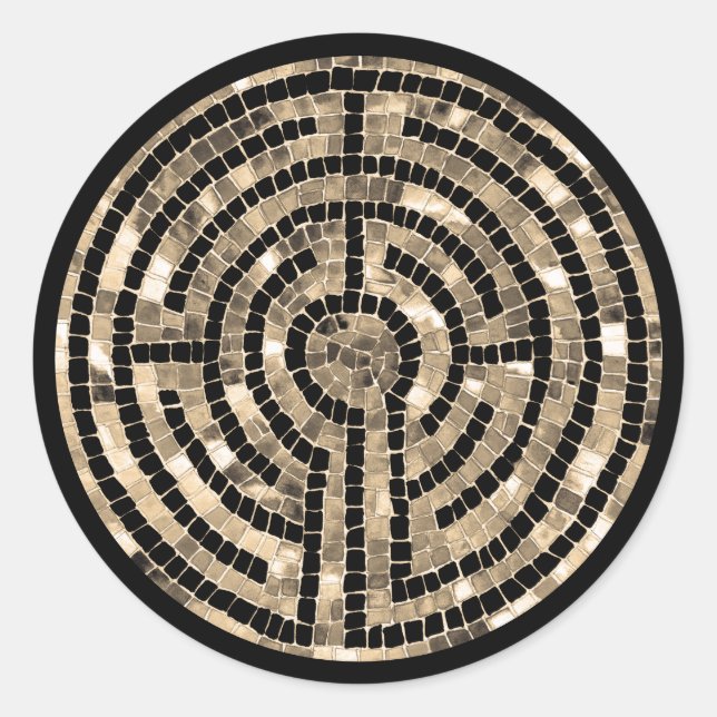 LABYRINTH V Grandes Pegatinas Redondos - Negro (Anverso)