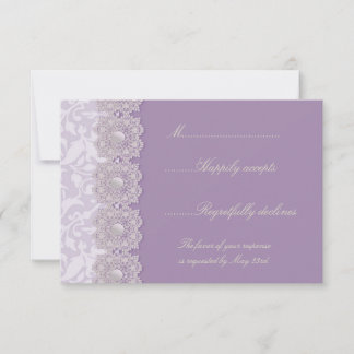 Lace and Pearls Lavender Wedding RSVP