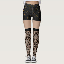 Lace Black and Gold sexy Leggings