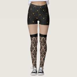 Lace Black and Gold sexy Leggings
