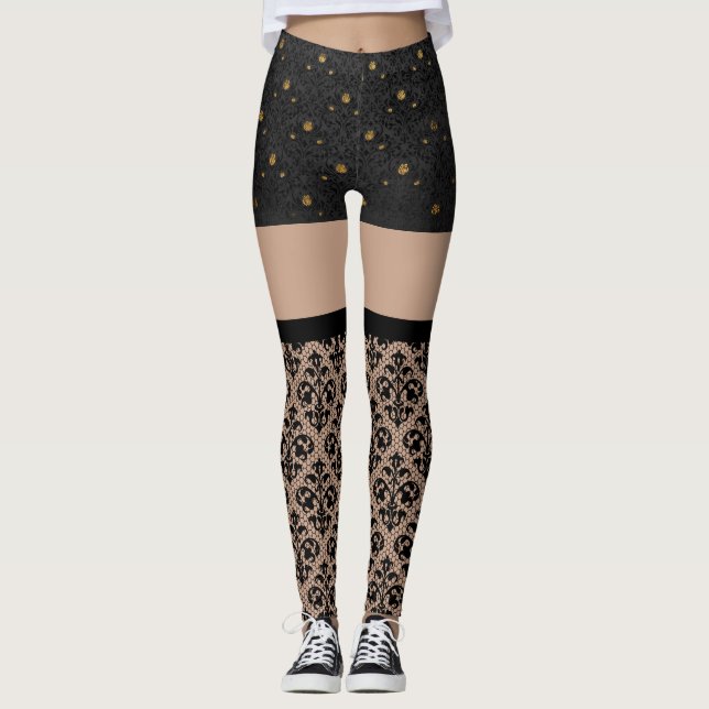 Lace Black and Gold sexy Leggings (Anverso)