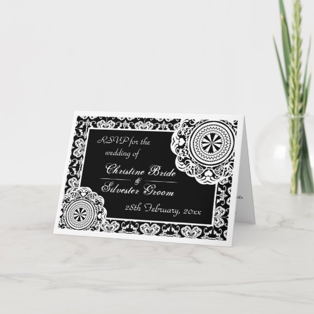 Lace blanco árabe, tarjeta RSVP (Anverso)