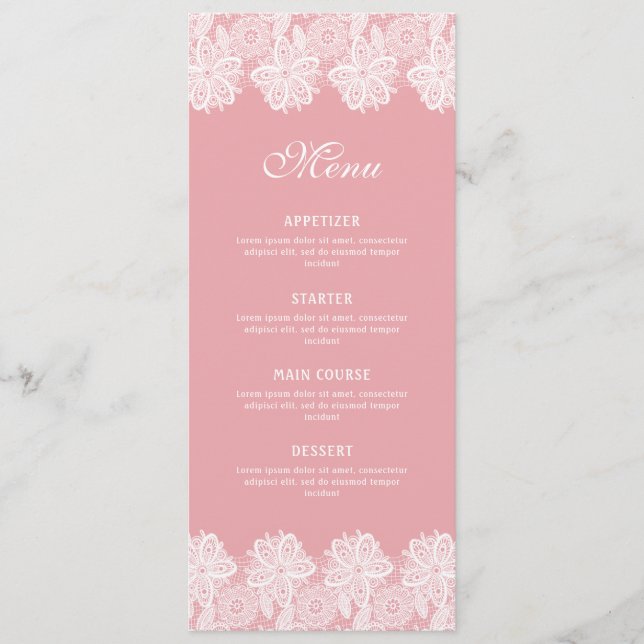 Lace blanco en el menú clásico rosado (Anverso)
