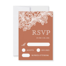 Lace blanco en la tarjeta RSVP Wedding Terracotta