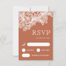 Lace blanco en la tarjeta RSVP Wedding Terracotta