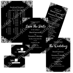Lace blanco y negro Guardar la invitación de fecha