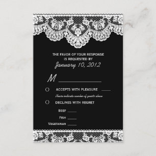 Lace blanco y RSVP negro con opciones de comida