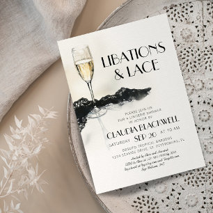 Lace Champagne Lingerie Shower Invitación