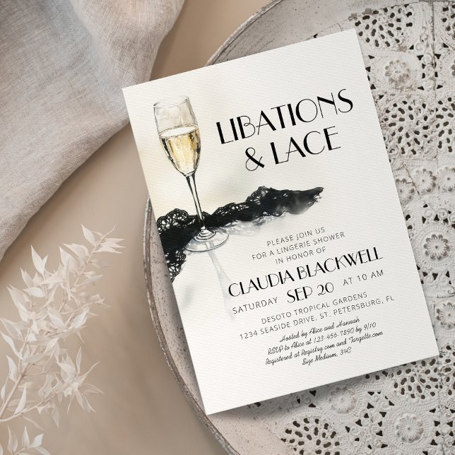 Lace Champagne Lingerie Shower Invitación (Subido por el creador)