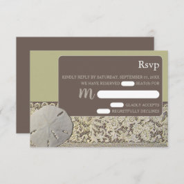 Lace de dólar de arena, Vintage Beach Wedding RSVP