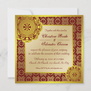 Lace de oro árabe, invitación a la boda 5.25x5.25