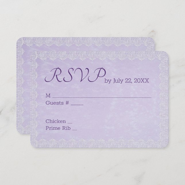 Lace en Lavender RSVP Boda (Anverso / Reverso)