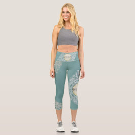 Lace mandala yoga capri leggings