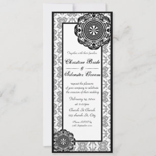 Lace negro árabe, invitación a la boda 4x9.25