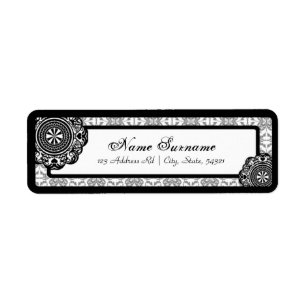 Lace negro arabesco, etiquetas de dirección