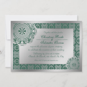 Lace plateado árabe, invitación a la boda 5x7
