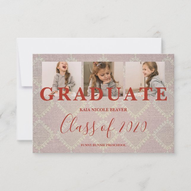 Lace Pre-K Graduación 3 Fotos Textil Textura (Anverso)