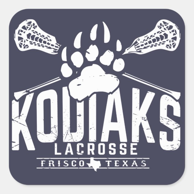 Lacrosse de Kodiak - Pegatina azul cuadrado (Anverso)