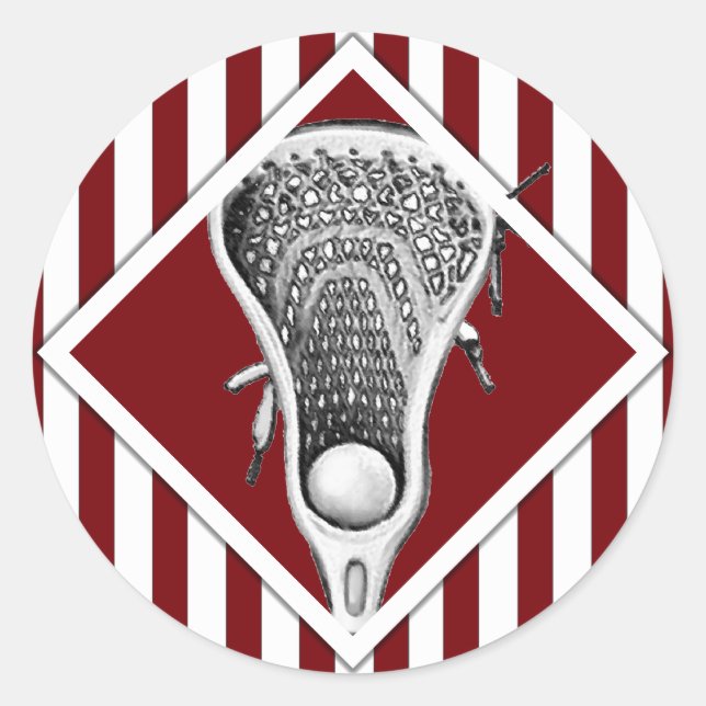 Lacrosse Lax Team Maroon Classic Round Pegatina (Anverso)
